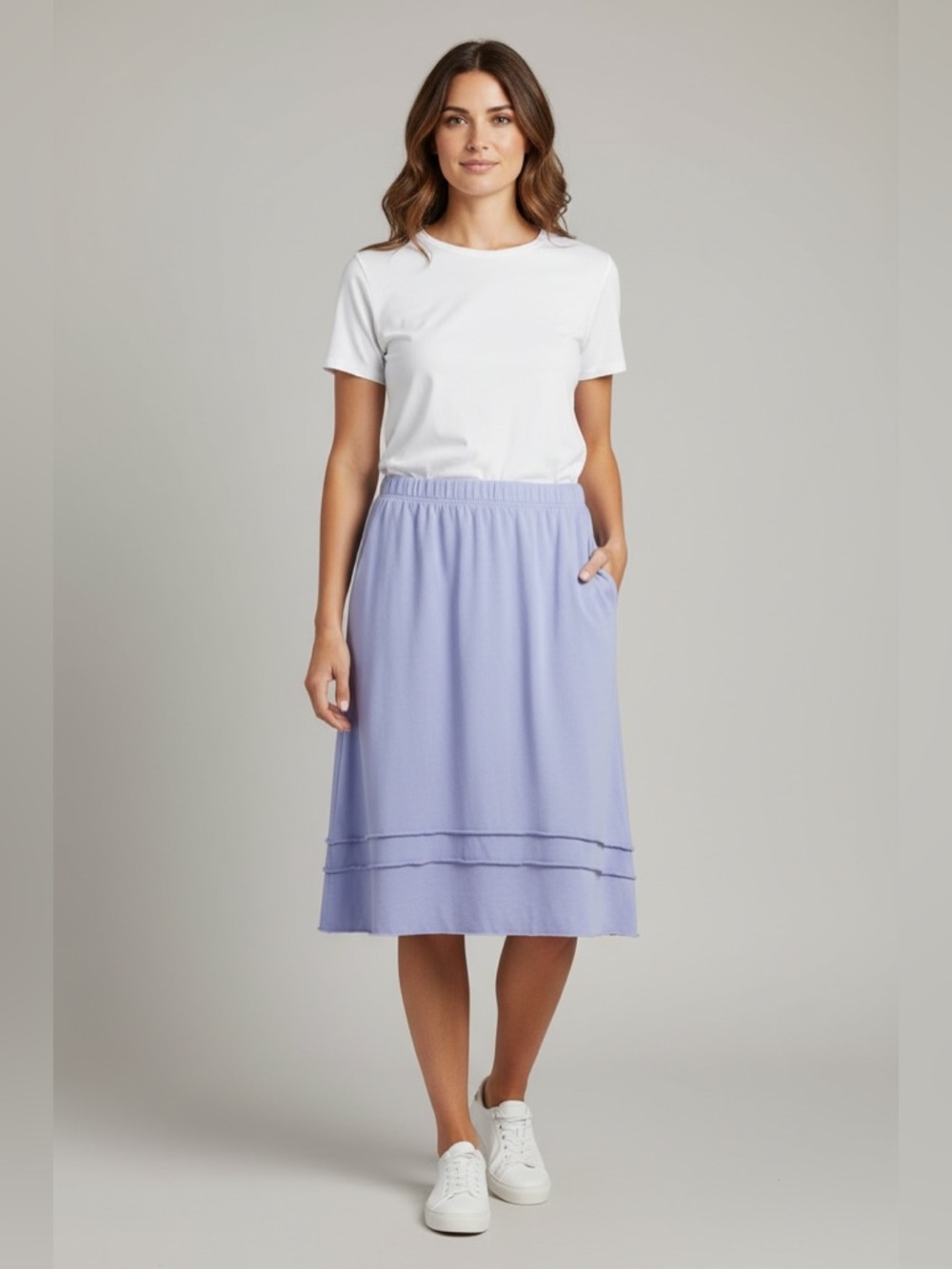 Mododoc Slub Jersey Knit Skirt Blue Size XL